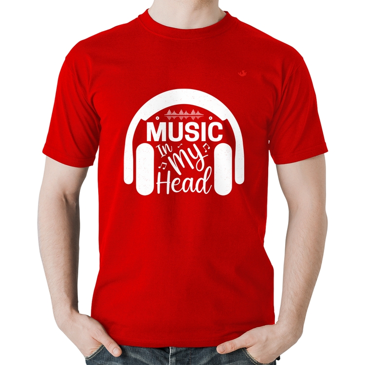 Camiseta Algodão Music in my head - Vermelha