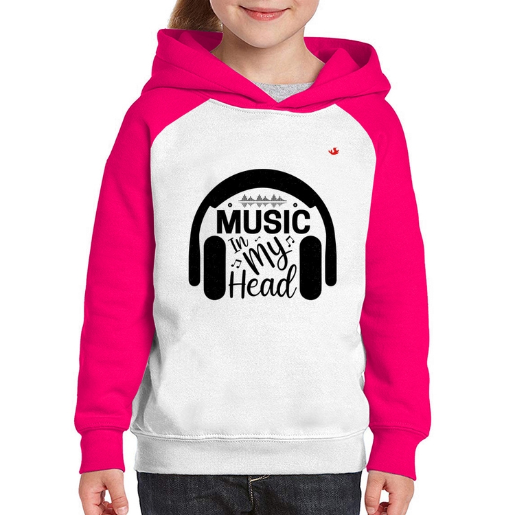 Moletom Infantil Music in my head - Branco/Rosa