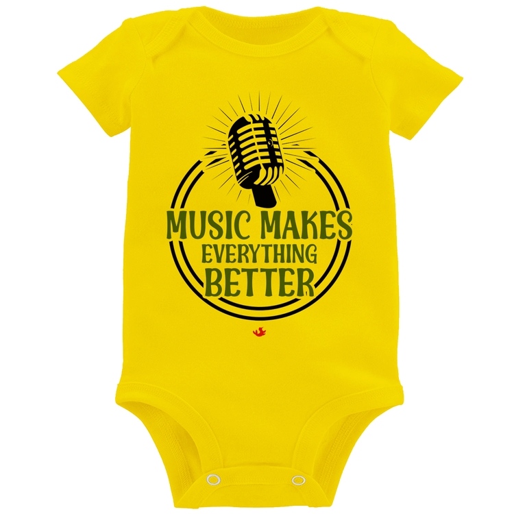 Body Bebê Music makes everything better - Amarelo