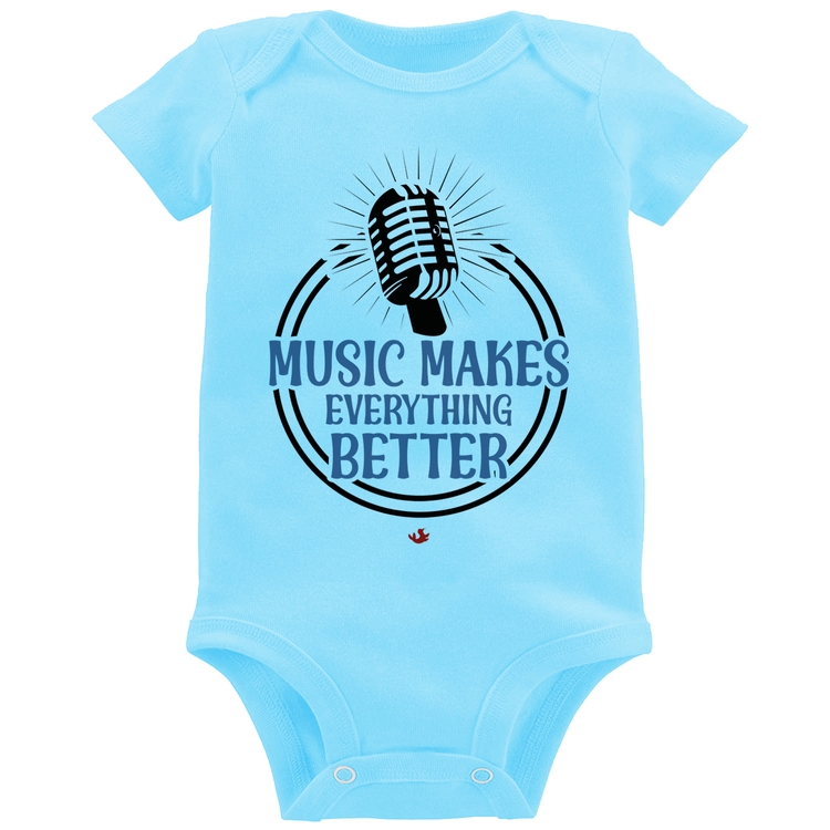 Body Bebê Music makes everything better - Azul Bebê
