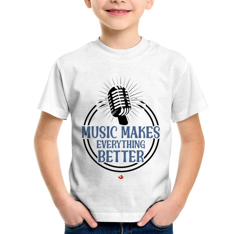 Camiseta Infantil Music makes everything better