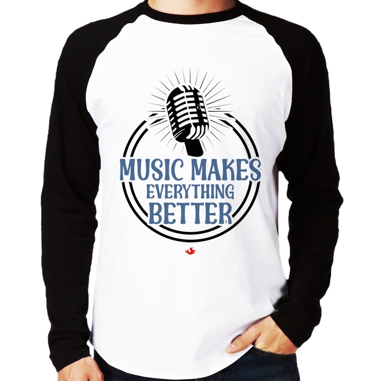 Camiseta Raglan Music makes everything better Manga Longa