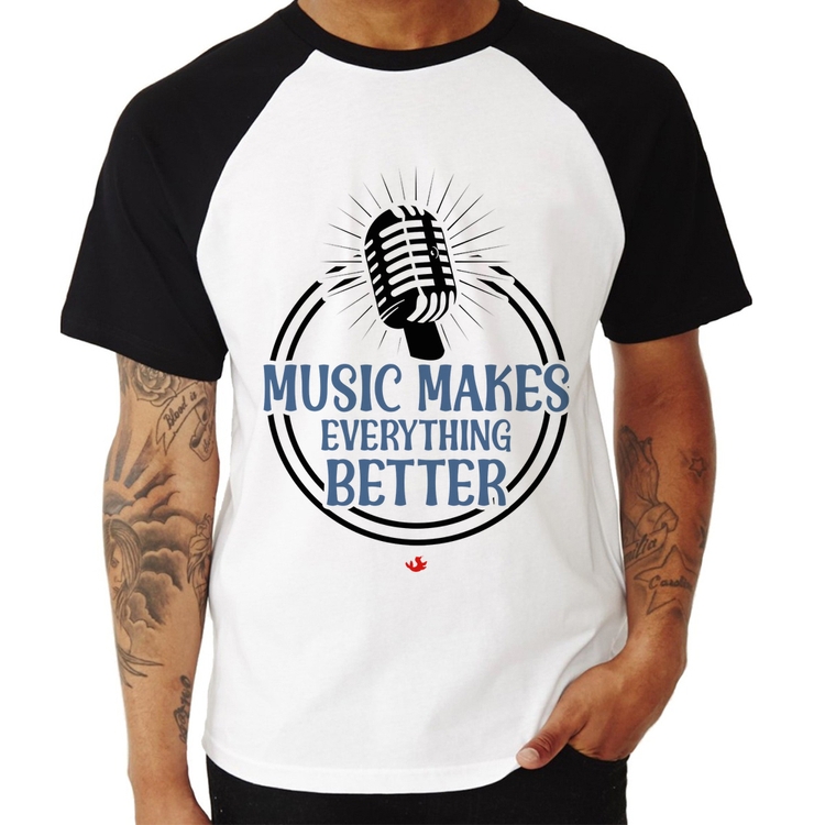 Camiseta Raglan Music makes everything better