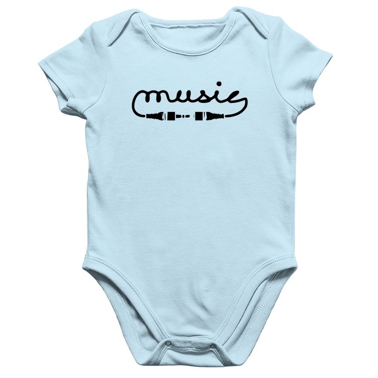 Body Bebê Algodão Music Plug - Azul Bebê