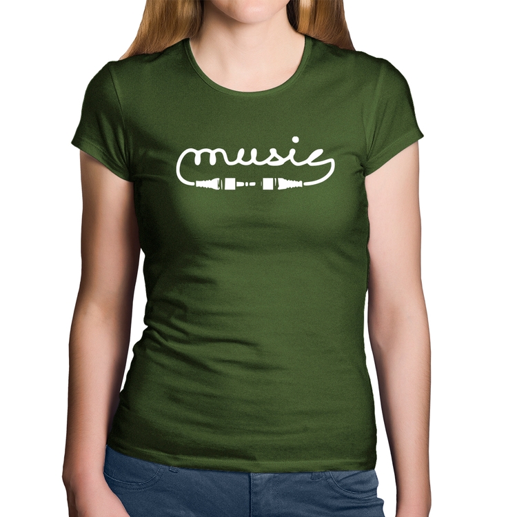 Baby Look Algodão Music Plug - Musgo