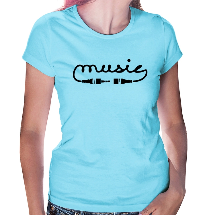 Baby Look Music Plug - Azul Bebê