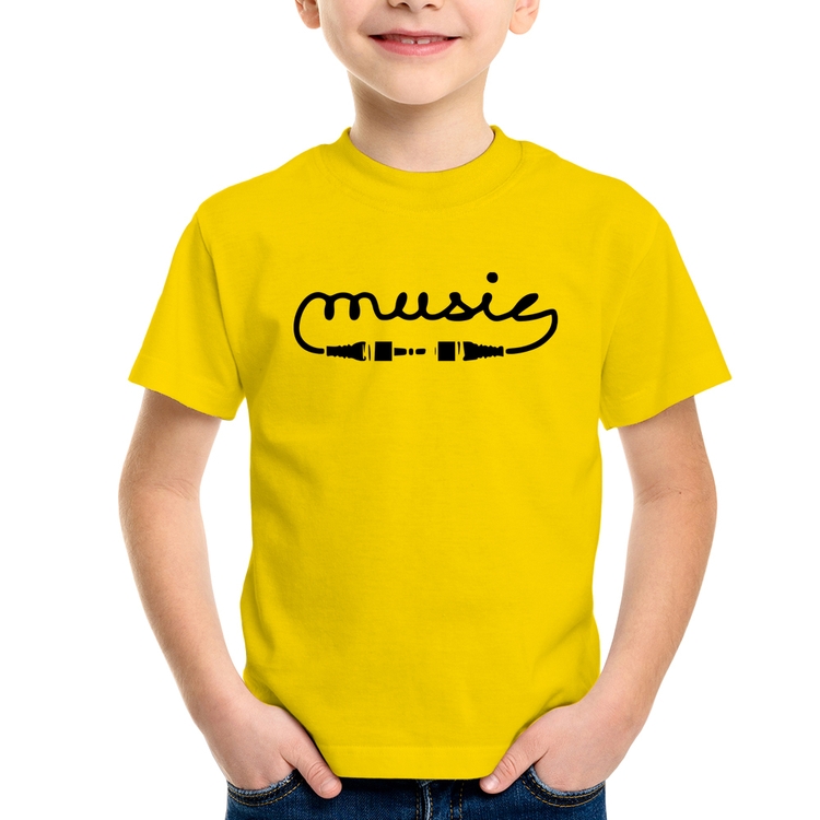 Camiseta Infantil Music Plug - Amarela