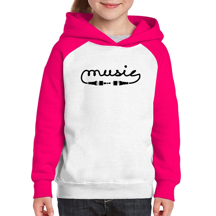 Moletom Infantil Music Plug - Branco/Rosa