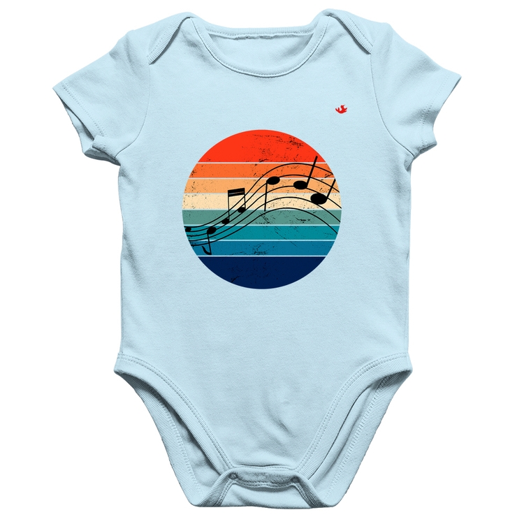 Body Bebê Algodão Música Vintage Sunset - Azul Bebê