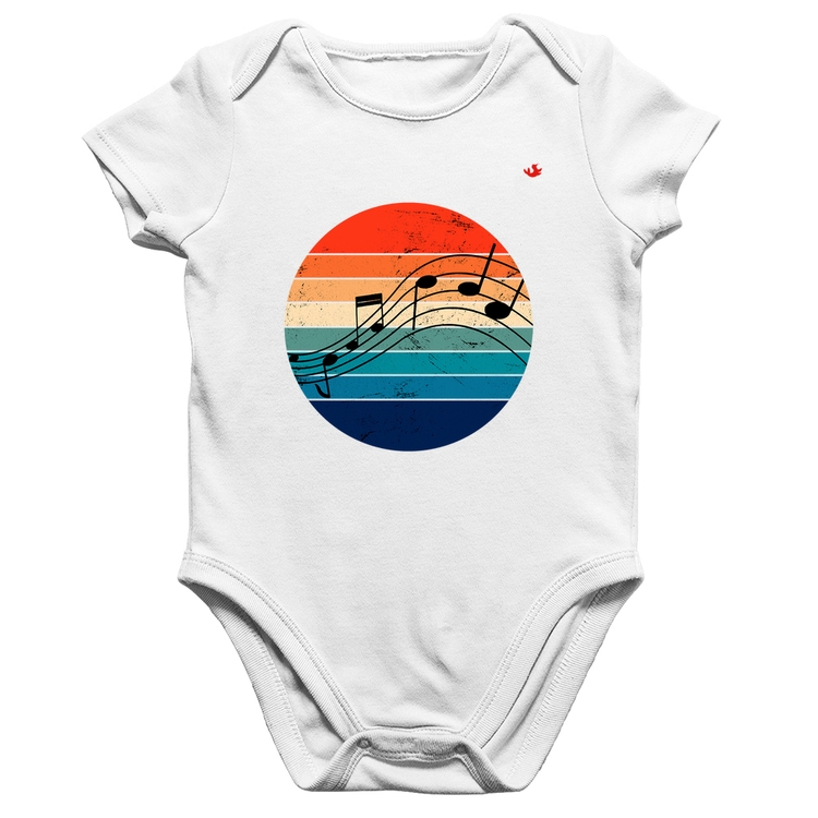 Body Bebê Algodão Música Vintage Sunset - Branco