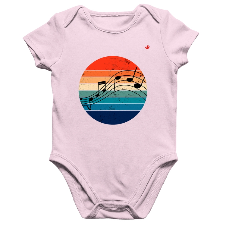 Body Bebê Algodão Música Vintage Sunset - Rosa Bebê