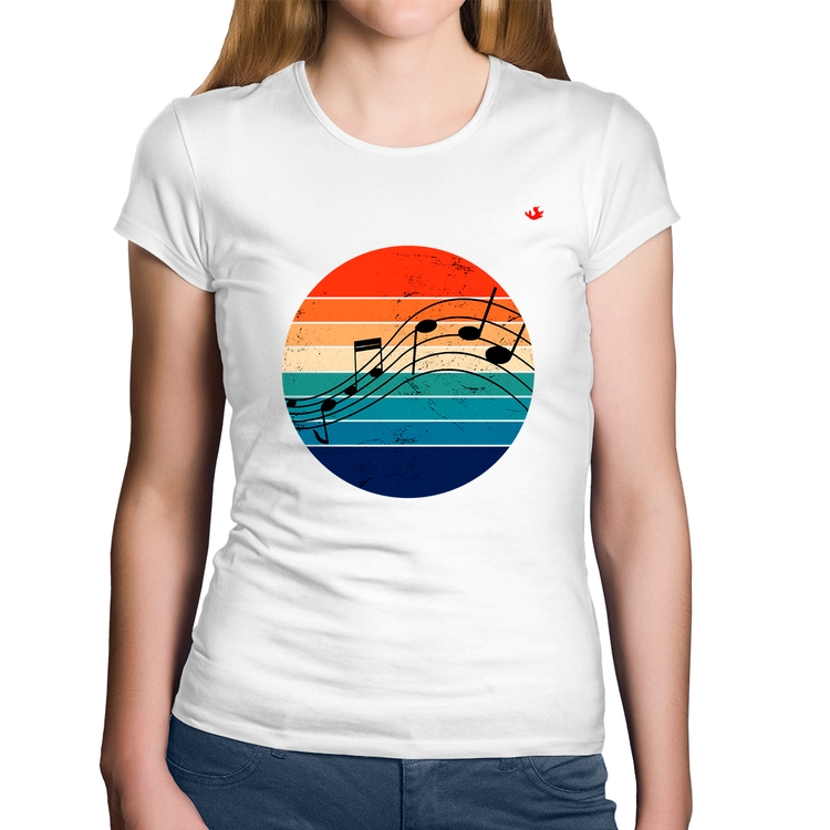 Baby Look Algodão Música Vintage Sunset - Branca