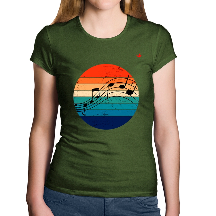 Baby Look Algodão Música Vintage Sunset - Musgo