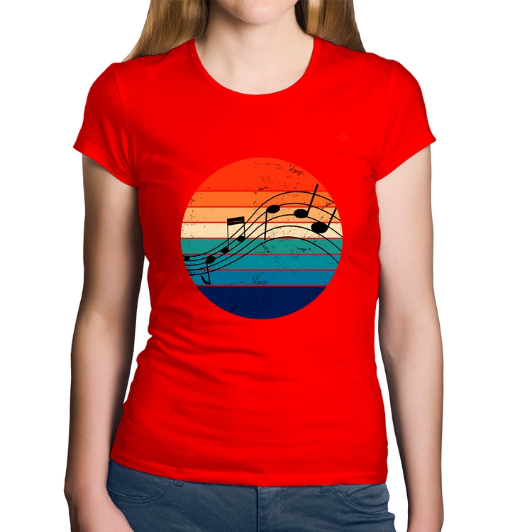 Baby Look Algodão Música Vintage Sunset - Vermelha