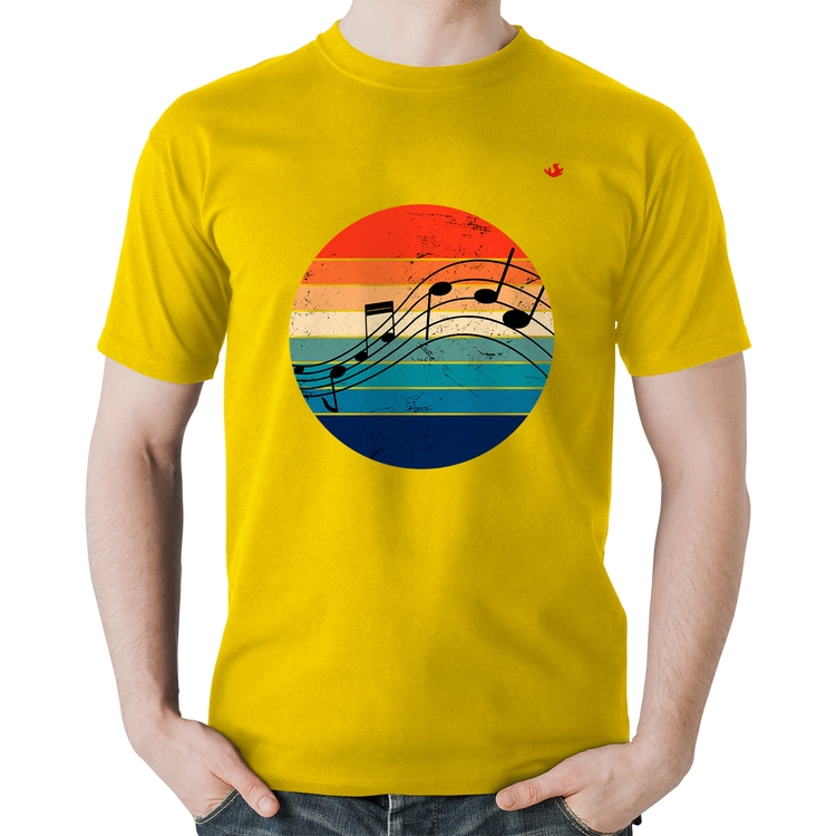 Camiseta Algodão Música Vintage Sunset - Amarela