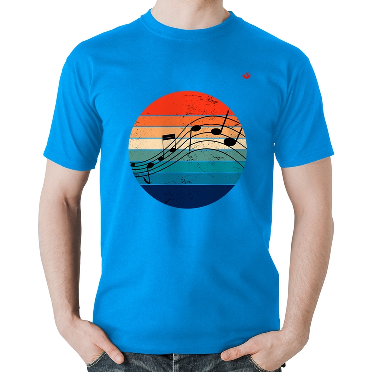 Camiseta Algodão Música Vintage Sunset - Azul