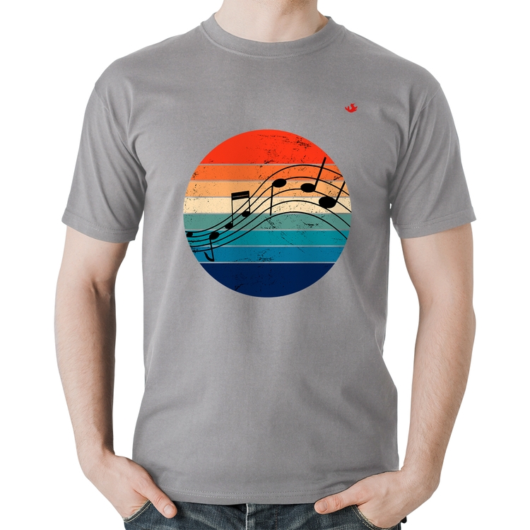 Camiseta Algodão Música Vintage Sunset - Cinza