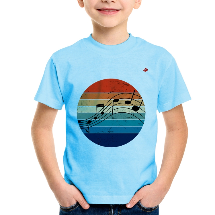 Camiseta Infantil Música Vintage Sunset - Azul Bebê