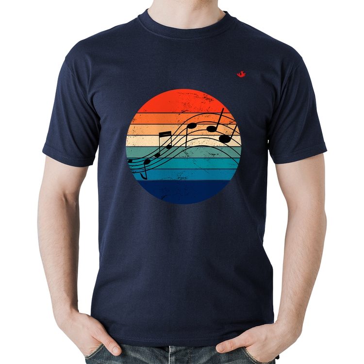 Camiseta Algodão Música Vintage Sunset - Marinho