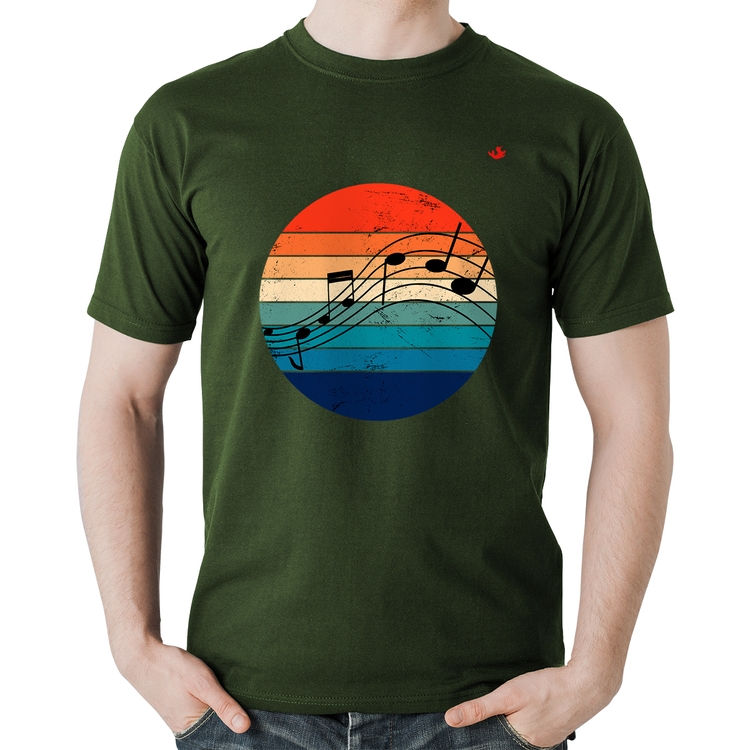 Camiseta Algodão Música Vintage Sunset - Musgo