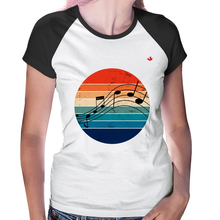 Baby Look Raglan Música Vintage Sunset