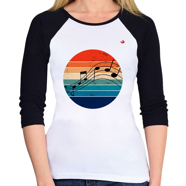 Baby Look Raglan Música Vintage Sunset Manga 3/4