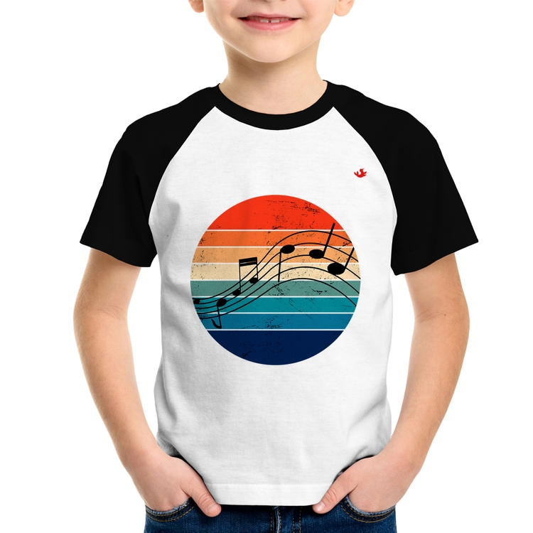 Camiseta Raglan Infantil Música Vintage Sunset