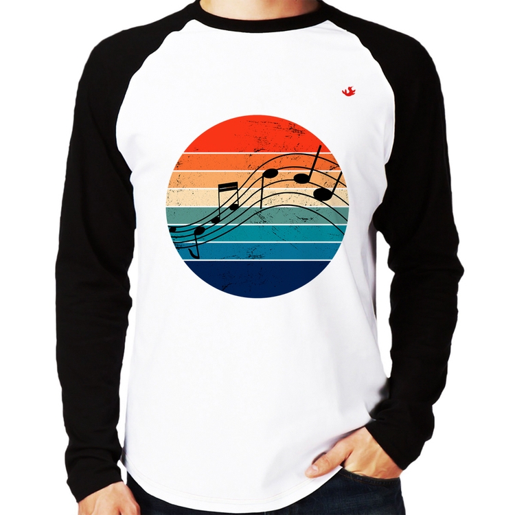 Camiseta Raglan Música Vintage Sunset Manga Longa