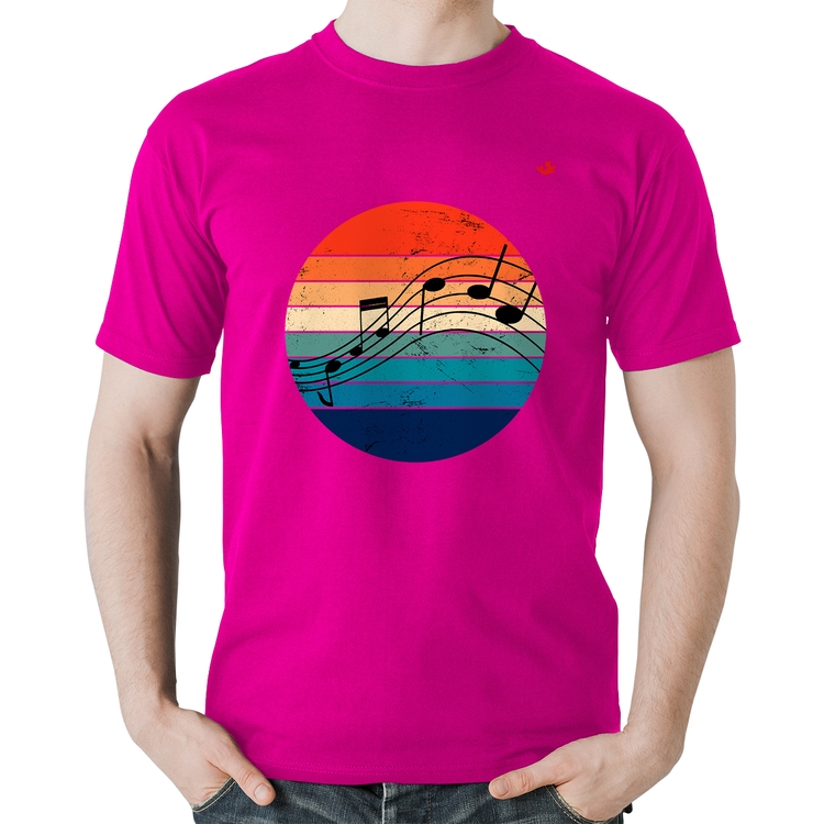 Camiseta Algodão Música Vintage Sunset - Rosa