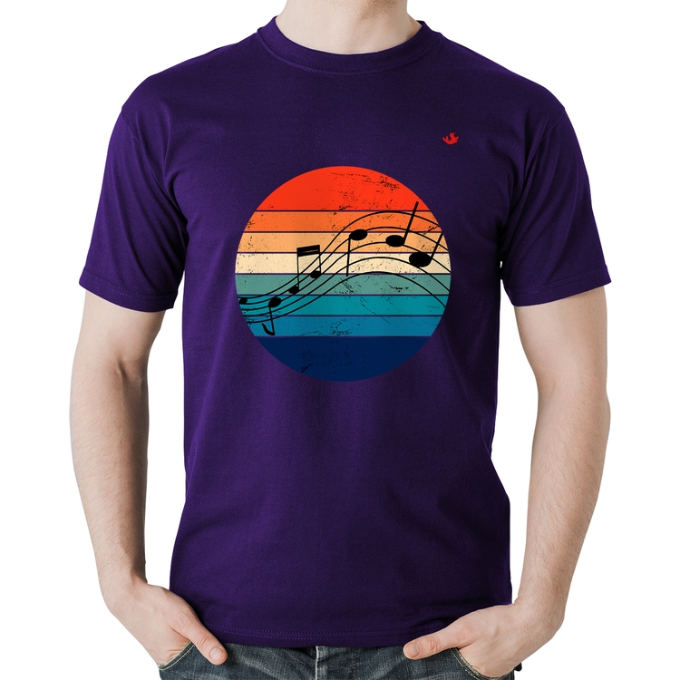 Camiseta Algodão Música Vintage Sunset - Roxa