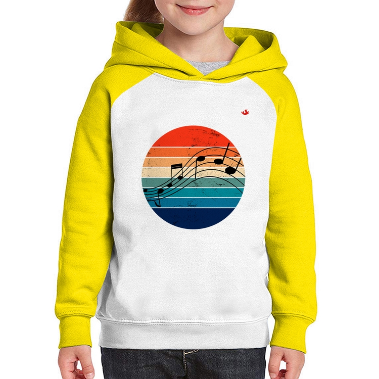 Moletom Infantil Música Vintage Sunset - Branco/Amarelo