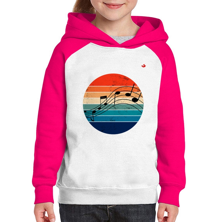 Moletom Infantil Música Vintage Sunset - Branco/Rosa