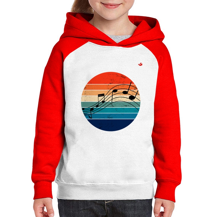 Moletom Infantil Música Vintage Sunset - Branco/Vermelho
