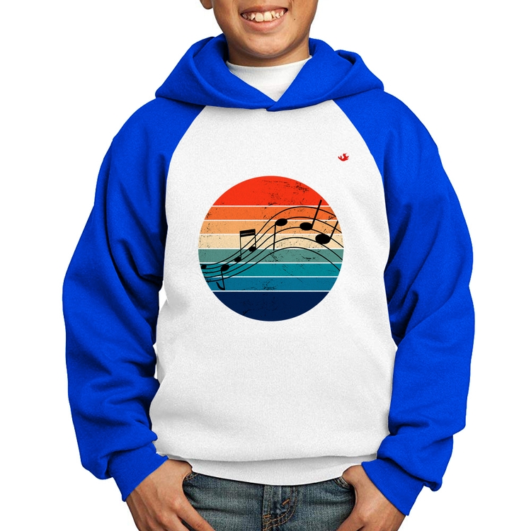 Moletom Infantil Música Vintage Sunset - Branco/Azul