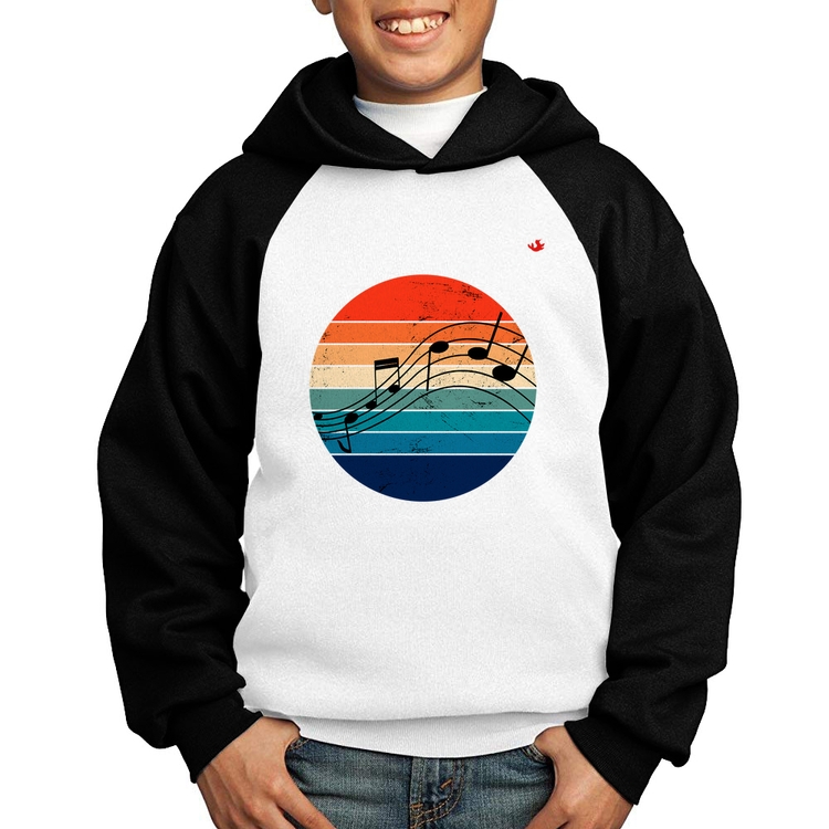 Moletom Infantil Música Vintage Sunset - Branco/Preto