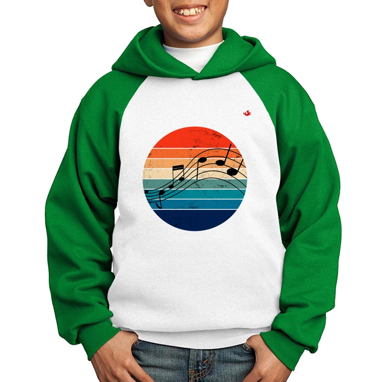Moletom Infantil Música Vintage Sunset - Branco/Verde