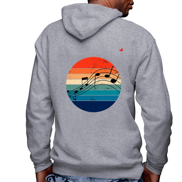 Blusa Moletom Música Vintage Sunset Masculina com Capuz e Zíper - Mescla