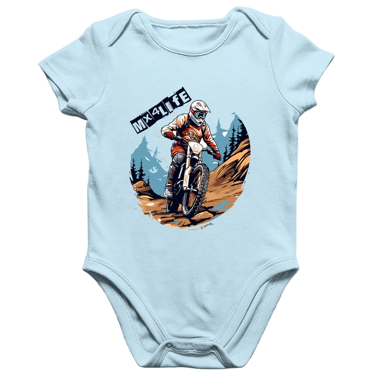 Body Bebê Algodão MX4Life - Azul Bebê