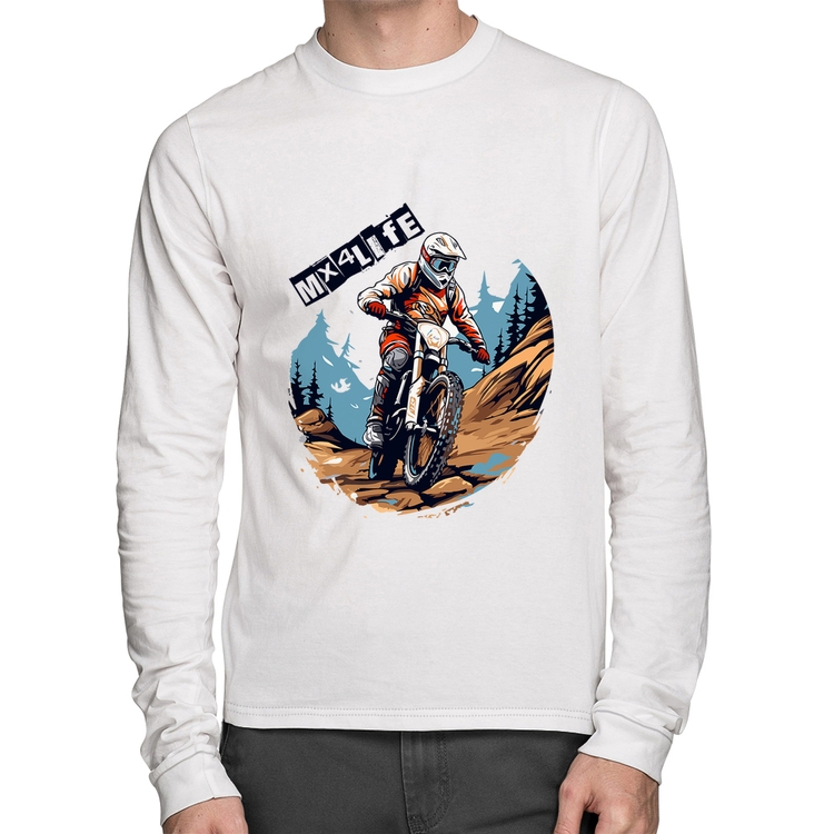 Camiseta Algodão MX4Life Manga Longa - Branca