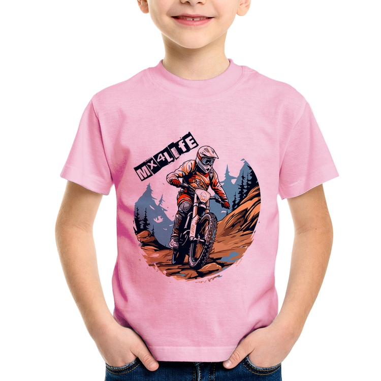 Camiseta Infantil MX4Life - Rosa Bebê