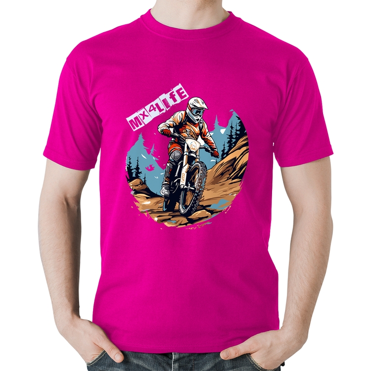 Camiseta Algodão MX4Life - Rosa