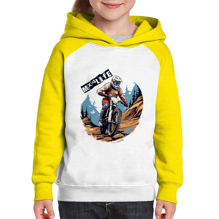 Moletom Infantil MX4Life - Branco/Amarelo