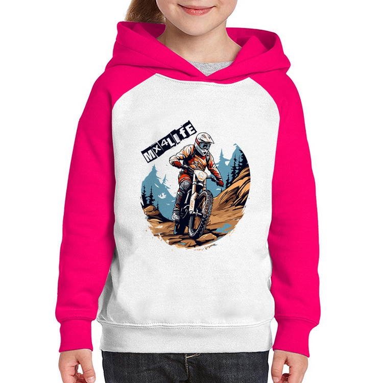 Moletom Infantil MX4Life - Branco/Rosa