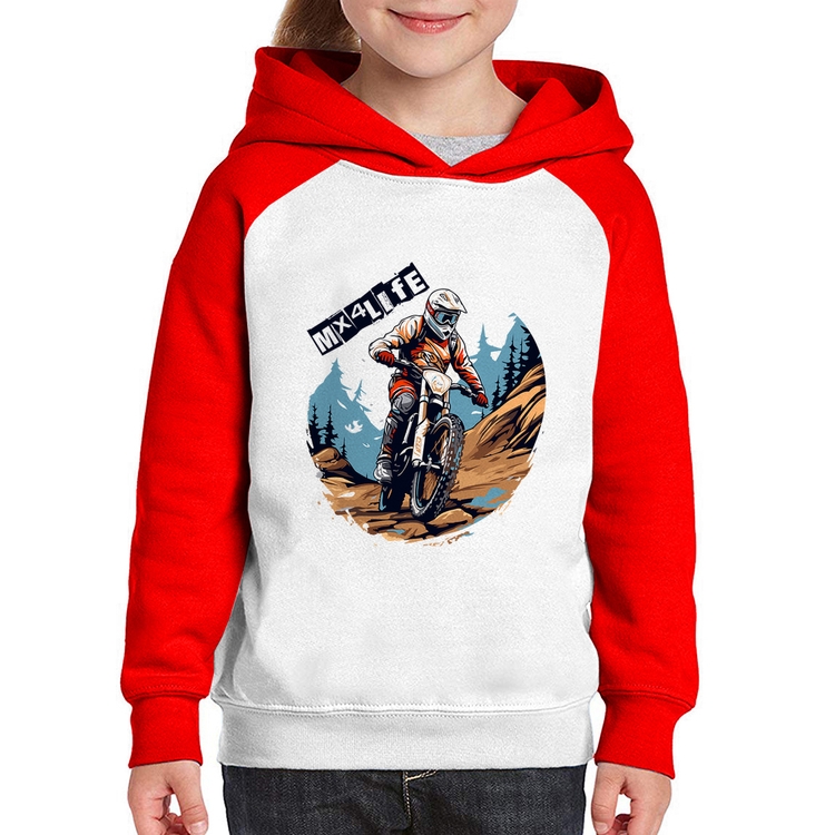 Moletom Infantil MX4Life - Branco/Vermelho