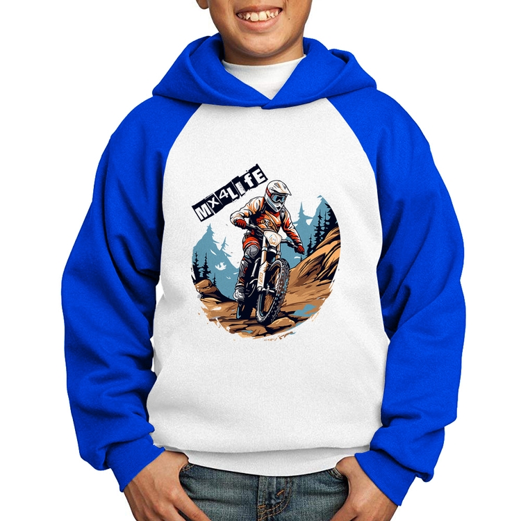 Moletom Infantil MX4Life - Branco/Azul