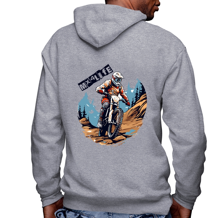 Blusa Moletom MX4Life Masculina com Capuz e Zíper - Mescla
