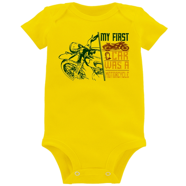 Body Bebê My First Car Was A Motorcycle - Amarelo