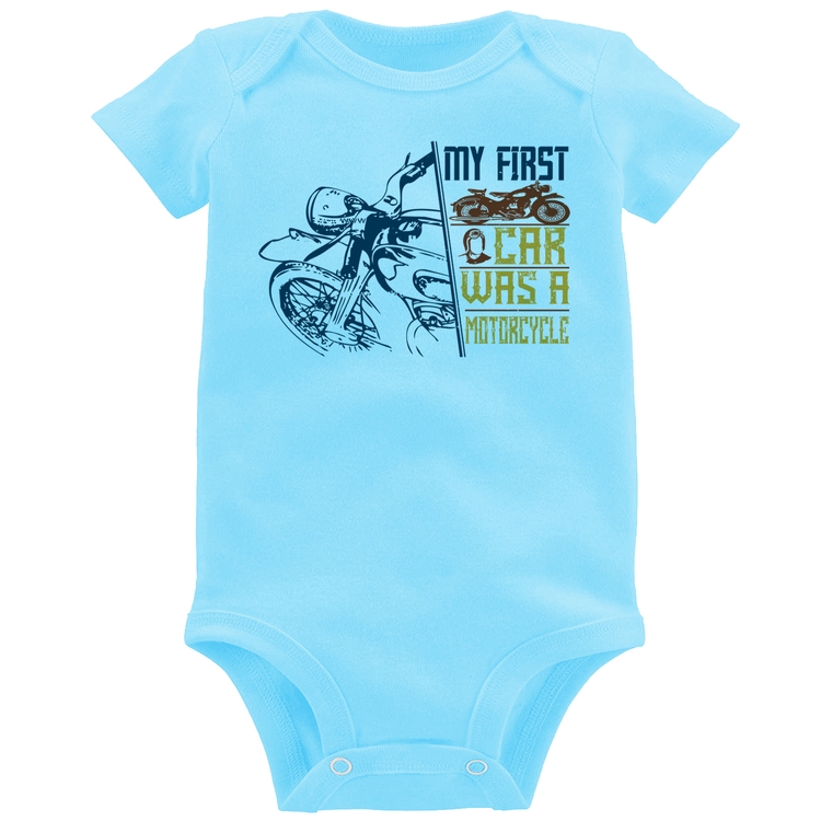 Body Bebê My First Car Was A Motorcycle - Azul Bebê