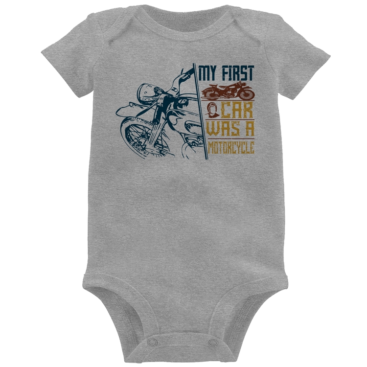 Body Bebê My First Car Was A Motorcycle - Cinza