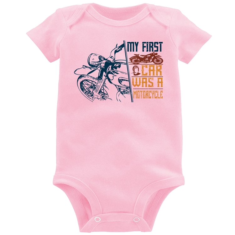 Body Bebê My First Car Was A Motorcycle - Rosa Bebê